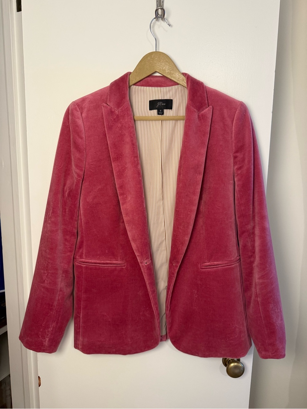 J.Crew Pink Cotton Velvet Schoolboy Blazer Jacket Size 8